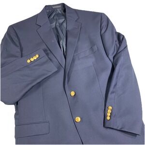 Lauren Ralph Lauren‎ Blazer Men 42R Gold Buttons Wool Navy Blue Classic Jacket